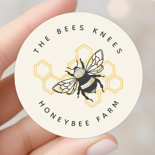 Sticker Rond Logo Abeille Vintage Apiculteur Rustique