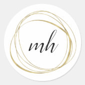 Sticker Rond Logo Abstrait Faux Gold Monogram (Devant)