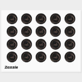 Sticker Rond Logo Abstrait Faux Rose Gold Monogram (Feuille)