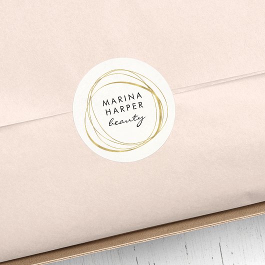 Sticker Rond Logo Abstrait moderne Faux Gold