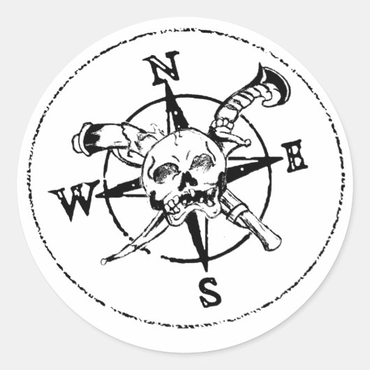 Sticker Rond Logo amusant Pirate Compass (Devant)