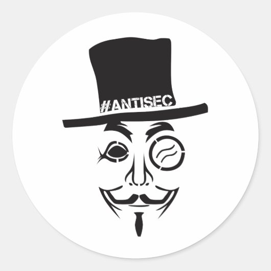 Sticker Rond Logo AntiSec AntiSecurity Hacker (Devant)