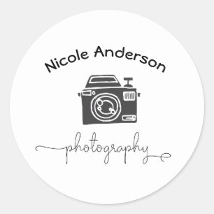 Sticker Rond Logo Appareil Photo Moderne Minimaliste