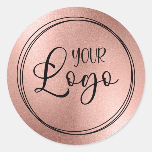 Sticker Rond Logo avec aspect feuille d'or rose (Devant)
