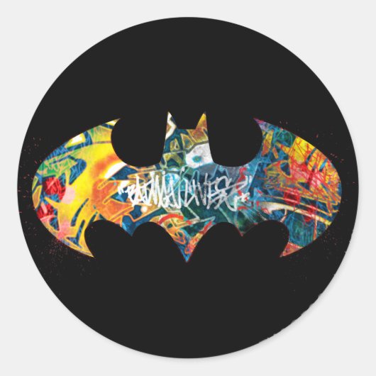 Sticker Rond Logo Batman Neon/80s Graffiti (Devant)