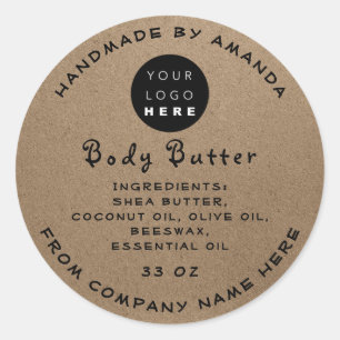 Sticker Rond Logo Beurre corporel fait main Papier cosmétique K