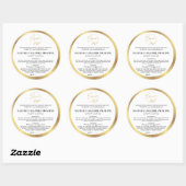 Sticker Rond Logo Blanc & Or Luxe Moderne Boulangerie Ingrédien (Feuille)