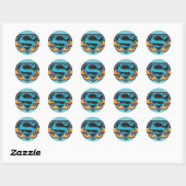 Sticker Rond Logo bleu super fille avec flammes (Feuille)