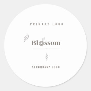 Sticker Rond Logo Botanique Minimaliste Feuille Boho Luxe