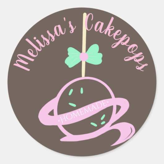 Sticker Rond Logo Cakepop Bannière Bow boulangerie maison torch (Devant)