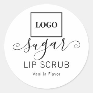 Sticker Rond Logo Calligraphie Sugar Lip Scrub Produit Étiquett
