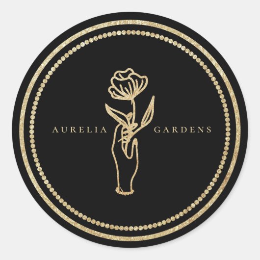 Sticker Rond Logo Chic Bohème Golden Floral (Devant)