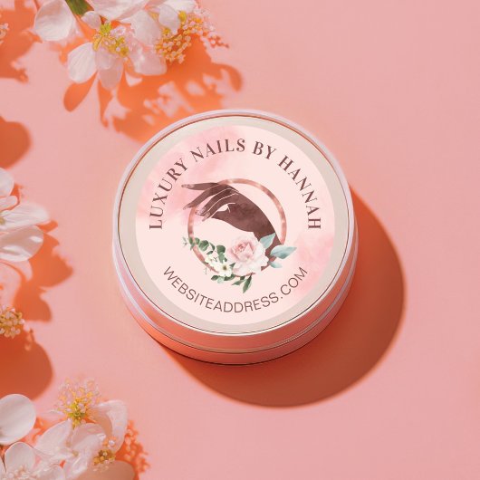 Sticker Rond Logo Chic Floral Nail Art Manicure Hand Nail Salon