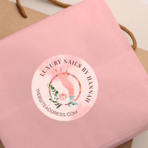 Sticker Rond Logo Chic Floral Nail Art Manicure Hand Nail Salon