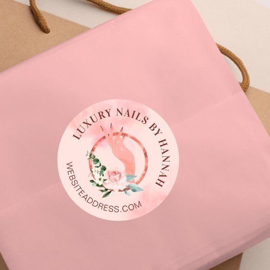 Sticker Rond Logo Chic Floral Nail Art Manicure Hand Nail Salon