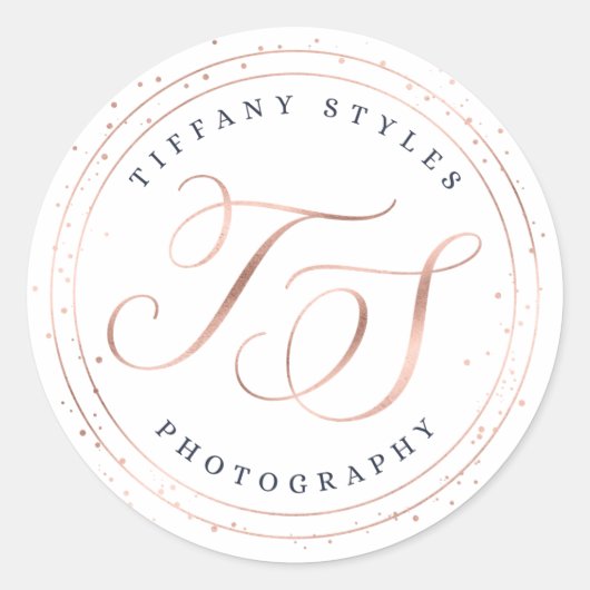 Sticker Rond Logo Chic Navy Blue & Rose Gold (Devant)