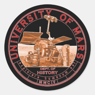 Sticker Rond Logo classique rouge orange Université Mars