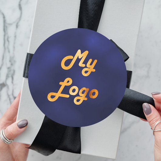 Sticker Rond logo commercial d'image en or bleu marine