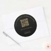 Sticker Rond Logo commercial promotionnel noir et or Code QR (Enveloppe)