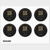 Sticker Rond Logo commercial promotionnel noir et or Code QR (Feuille)