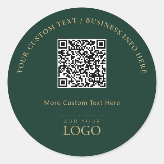 Sticker Rond Logo commercial promotionnel Vert & Or Code QR (Devant)