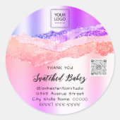 Sticker Rond Logo cosmétique Merci QR Code violet rose violet r (Devant)