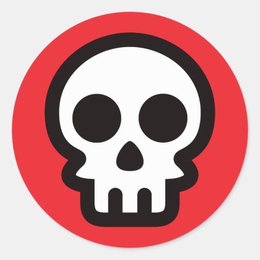 Sticker Rond Logo crâne simple sur arrière - plan rouge, autoco (Devant)