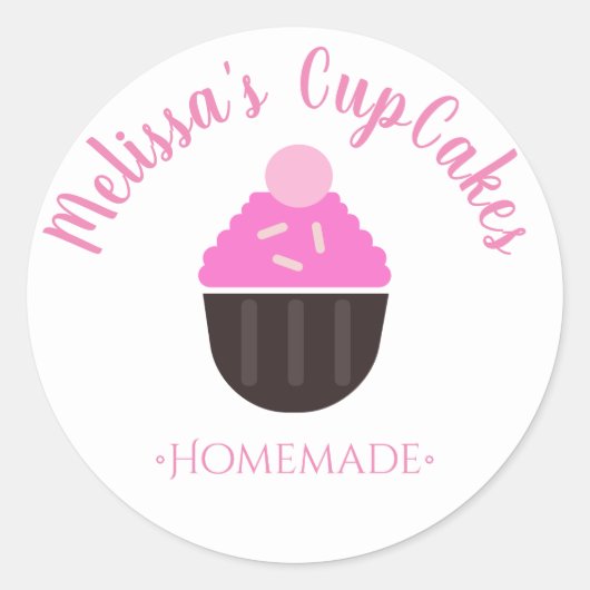 Sticker Rond Logo Cupcake Saupoudrer Boulangerie Maison (Devant)