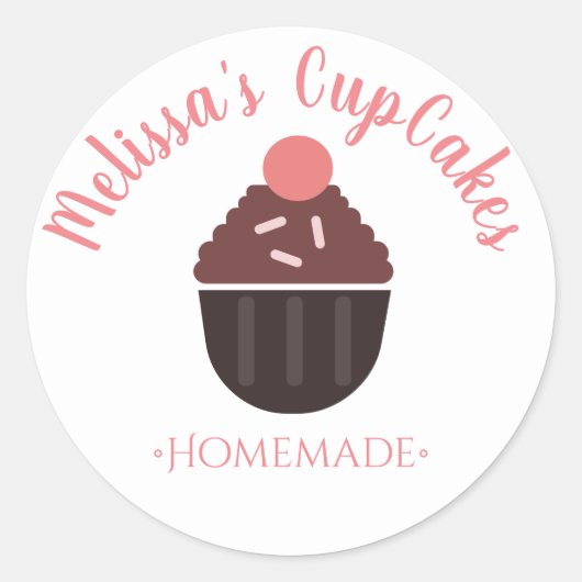 Sticker Rond Logo Cupcake Saupoudrer Boulangerie Maison (Devant)