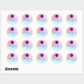 Sticker Rond Logo Cute Pastel Rainbow Merci Small Business (Feuille)