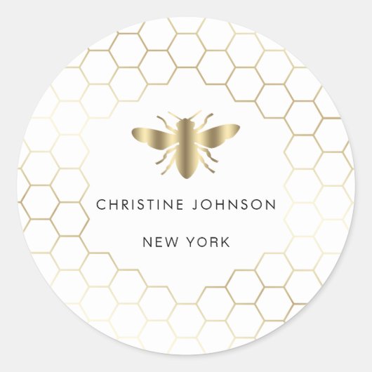 Sticker Rond logo d'abeille hexagone (Devant)