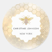 Sticker Rond logo d'abeille hexagone (Devant)