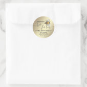 Sticker Rond Logo d'abeille or script bee ferme miel pot (Sac)