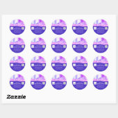 Sticker Rond Logo d'achat Merci QR Code bleu rose Marine (Feuille)