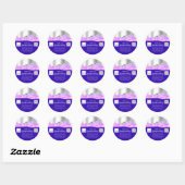 Sticker Rond Logo d'achat Merci QR Code Pink Blue Royal (Feuille)