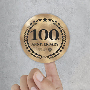 Sticker Rond Logo d'affaires du 100e anniversaire de l'or
