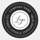 Sticker Rond Logo d'affaires noir et blanc Adresse de retour (Devant)