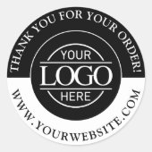 Sticker Rond Logo d'affaires sur mesure promotionnel noir blanc (Devant)