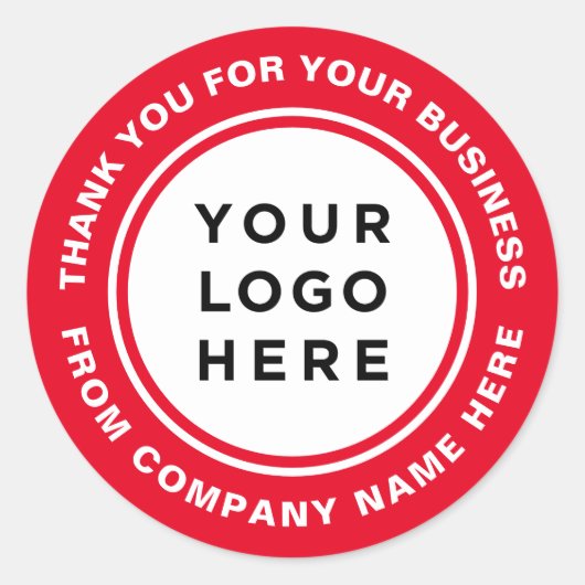Sticker Rond Logo d'application des bordures rouges Merci (Devant)
