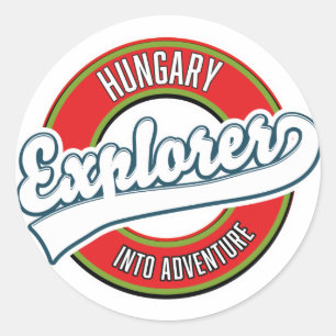 Sticker Rond logo d'aventurier explorateur de Hongrie