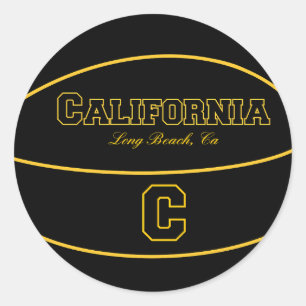 Sticker Rond Logo de basket-ball de Long Beach California CA