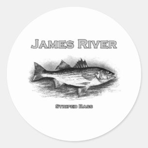 Sticker Rond Logo de basse rayée Vintage de la rivière James