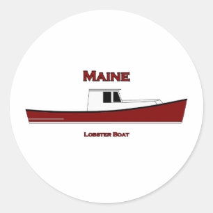 Sticker Rond Logo de bateau de homard du Maine Etats-Unis