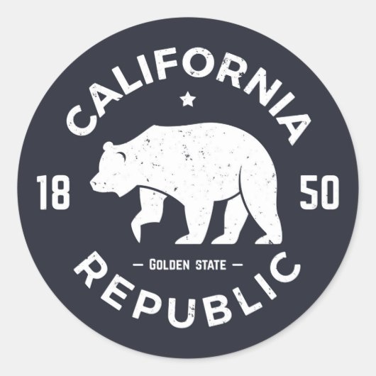 Sticker Rond Logo de Californie | L'État d'or (Devant)
