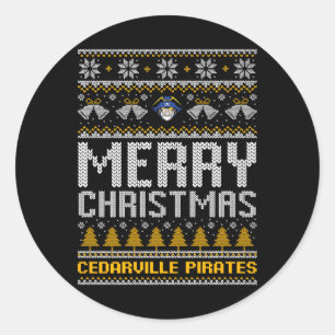 Sticker Rond Logo de Cedarville Pirates Joyeux Noël Douleur moc