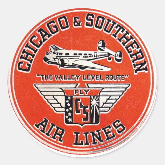 Sticker Rond Logo de Chicago & Southern Air Lines (Devant)