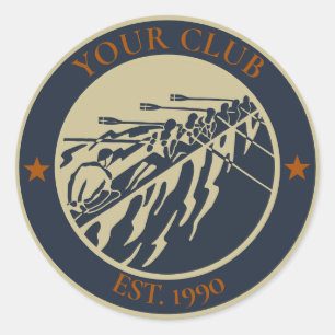 Sticker Rond Logo de club d'aviron rétro vintage à personnalise