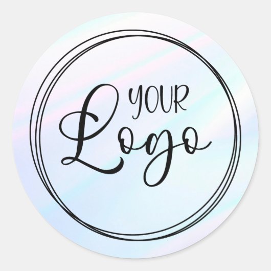 Sticker Rond Logo de dégradé holographique rose blanc (Devant)