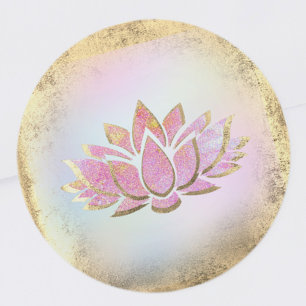 Sticker Rond logo de fleur de lotus d'or rose