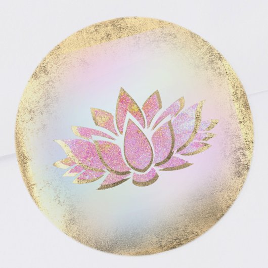 Sticker Rond logo de fleur de lotus d'or rose